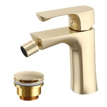 Смеситель для биде Lemark Ursus LM7208BG, с донным клапаном, золото брашированное