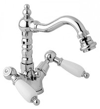 Смеситель Cezares FIRST-BS2-01-Bi для биде, хром, ручки белые