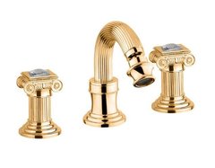 Смеситель Cezares Olimp BBS2-03/24-Sw цвет золото, ручки квадратные Swarovski