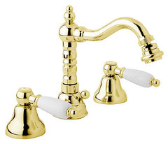 Смеситель Cezares FIRST-BBS2-03/24-Bi для биде, золото 24 карат, ручки белые