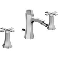 Смеситель Cisal Cherie CX0012206T для биде на 3 отв. с донным клапаном, цвет хром/черный матовый