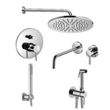 Комплект смесителей Paffoni KIT LIG KITZLIG015CR006 с гигиеническим душем, со встраиваемым смесителем для раковины и душа, хром