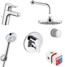 Набор смесителей 7 в 1 Kludi Pure&Easy 376300565 для душа, встраиваемый, хром