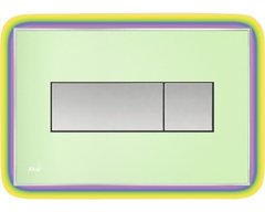 Кнопка управления AlcaPlast M1472 - R с цветной пластиной, светящаяся кнопка зеленая, свет радуга