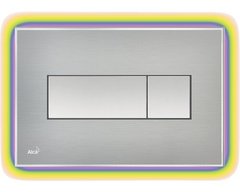 Кнопка управления AlcaPlast M1471 - R с цветной пластиной, светящаяся кнопка сталь матовая, свет радуга