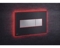 Кнопка управления AlcaPlast M1475 - AEZ113 с цветной пластиной, светящаяся кнопка черная матовая, свет красный