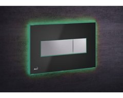 Кнопка управления AlcaPlast M1474 - AEZ112 с цветной пластиной, светящаяся кнопка черная глянцевая, свет зеленый