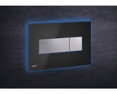 Кнопка управления AlcaPlast M1474 - AEZ111 с цветной пластиной, светящаяся кнопка черная глянцевая, свет голубой