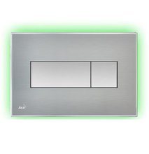 Кнопка управления AlcaPlast M1471-AEZ112 с цветной пластиной, светящаяся кнопка сталь матовая, свет зеленый