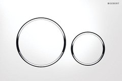 Клавиша Geberit Sigma Type 20 115.882.KJ.1 рамка и кнопки: белые, обод: хром глянцевый, двойной смыв