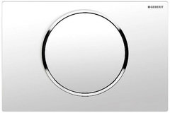 Клавиша Geberit Sigma Type 10 115.758.KJ.5, одинарный смыв, рамка-белая/кнопка-белая/кольцо-глянцевый хром