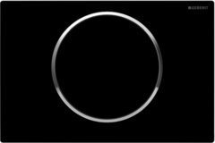 Клавиша Geberit Sigma Type 10 115.758.KM.5 , одинарный смыв, рамка-чер./кнопка-чер./кольцо-хр.глян