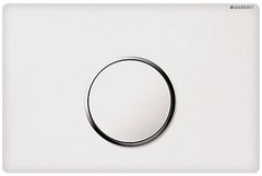 Клавиша смыва Geberit Sigma 115.908.KJ.1 Type 10, бесконтактная, сенсорная, для унитаза, 3В, двойной смыв, пластик, белый/глянцевый хром