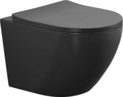 Подвесной унитаз Aquanet Rimless Cetus 2.0 W LX-1901С, Cetus 2.0 W MB,безободковый, крышка-сиденье микролифт, черный матовый