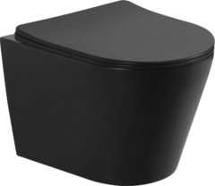 Подвесной унитаз Aquanet Atago, Atago 2.0 W MB, безободковый, с крышкой-сиденьем микролифт, черный матовый