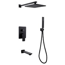 Душевая система Abber Weiss Insel AF8017B, излив, верхний душ, душевая лейка, черный матовый