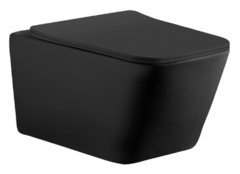 Подвесной безободковый унитаз Aquanet Tavr 287011-W BW Rimless, крышка микролифт, Slimseat, черный матовый