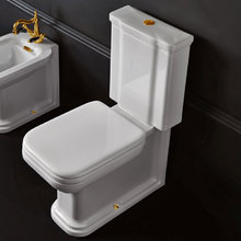 Напольный унитаз Kerasan Waldorf 411701 с кнопкой смыва, золото