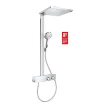 Душевая система Hansgrohe Raindance E 27362000 Showerpipe 300, с термостатом ShowerTablet 350, 9 л/мин EcoSmart, лицевая часть зеркало, хром