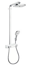 Душевая система Hansgrohe Raindance Select E 27126400 Showerpipe 300 2 jet термостатическая, белое стекло/хром
