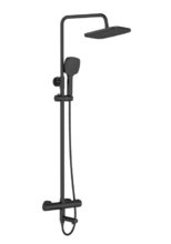 Душевая система Orange Thermo T02S4-911b с термостатом, с поворотным изливом, черный матовый