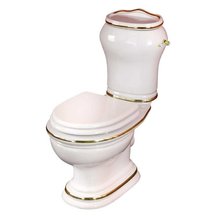 Напольный унитаз моноблок Migliore Milady 31732 декор D2 золото, выпуск в стену, бачок, ручка золото