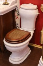 Напольный унитаз моноблок Migliore Milady 31737 декор D3 винтаж, выпуск в пол, бачок, ручка бронза