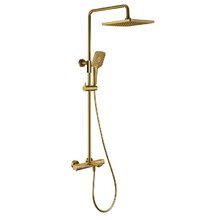 Душевая система Vincea Next VSFS-1N1TBG, термостатическая, верхний душ 25 х 25 см, брашированное золото