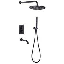 Душевая система Allen Brau Priority 5.31014-31 термостатическая, верхний и ручной душ, излив, черная матовая
