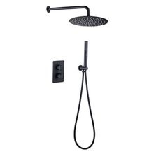 Душевая система Allen Brau Priority 5.31013-31 термостатическая, верхний и ручной душ, черная матовая