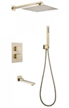 Душевая система Abber Daheim AF8250G, термостат, излив, верхний душ, душевая лейка, золото матовое