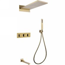 Душевая система Abber Daheim AF8253G, термостатическая, на 3 потребителя, цвет золото матовое