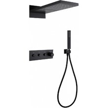 Душевая система Abber Rund AF8752B, термостатическая, на 3 потребителя, цвет черный матовый