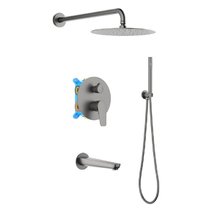 Душевая система Aquatek Бетта AQ1173BGM, черный хром шлифованный