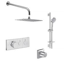 Душевая система Jacob Delafon, термостатическая, хром, комплект: душевой гарнитур, смеситель, верхний душ, кронштейн, шланговое подключение