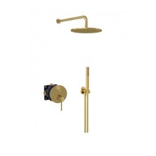 Душнвая система Kludi Bozz, 38925N076, 7 в 1 с кнопочным переключателем, брашированное золото