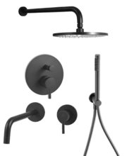 Душевая система Paffoni KIT LIG KITLIG015NO006 встраиваемая, со встраиваемым смесителем для раковины, черный матовый