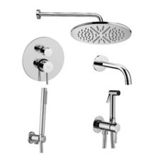 Душевая система Paffoni KIT LIG KITZLIG019CR139 встраиваемая, с гигиеническим душем, с изливом, хром