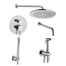 Душевая система Paffoni KIT LIG KITZLIG019CR045 встраиваемая, с гигиеническим душем, с изливом, хром