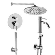 Душевая система Paffoni KIT LIG KITZLIG018CR071 встраиваемая, с гигиеническим душем, со смесителем для раковины, хром