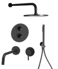 Душевая система Paffoni KIT LIG KITLIQ018NO006 встраиваемая, термостатическая, со встраиваемым смесителем для раковины, с изливом, черный матовый