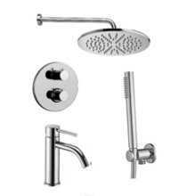 Душевая система Paffoni KIT LIG KITLIQ018CR071 встраиваемая, термостатическая, со смесителем для раковины, с изливом, хром