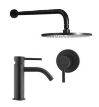 Душевая система Paffoni KIT LIG KITLIG011NO071 встраиваемая, со смесителем для раковины, черный матовый