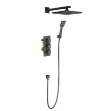 Душевая система Timo Tetra-Thermo, 2 потребителя, термостатическая, цвет чёрный матовый, SX-0179/03SM