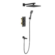 Душевая система Timo Tetra-Thermo, 3 потребителя, термостатическая, с изливом, цвет чёрный матовый, SX-0199/03SM