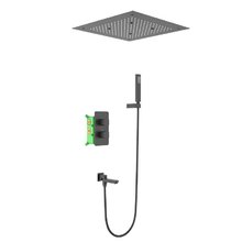 Душевая система Timo Petruma SX-5019/03SM термостатическая, с изливом, цвет чёрный матовый