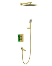Душевая система Timo Petruma SX-5049/17SM термостатическая, с изливом, цвет золото матовое