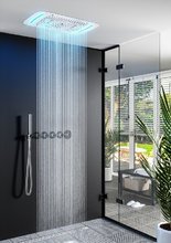 Душевая система Timo Saona SX-2319/18SM термостатическая, с подсветкой, цвет черное золото