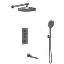 Душевая система Vincea Inspire VSFW-433TI2GM, термостатическая, на 3 потребителя, воронёная сталь, gunmetal