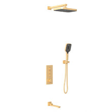 Душевая система Vincea, термостатическая, 3 потребителя, с изливом, цвет брашированное золото, VSFW-433T1BG